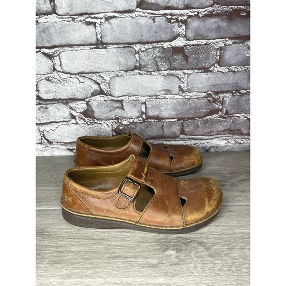 Birkenstock Clog Brown Leather Buckle Strap Clogs Shoes Women Sz 38EU/7.5M US M5 - Picture 13 of 16